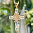 thumbnail image 1 of Gold Plated Zirconia Pendant Necklace for Women Collarbone Chain, Opal Style Jewelry, Gift for Valentine's Mother's Day or Anniversary, 1 of 3