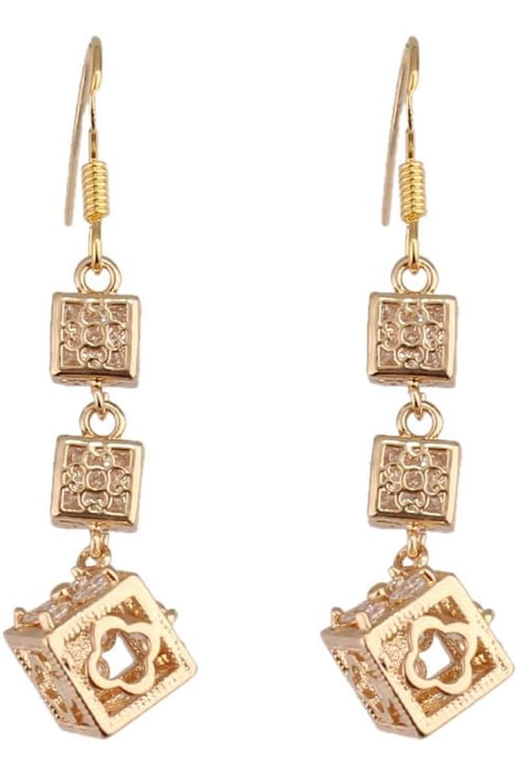 Gold Plated or Platinum Plated Cubic Zirconia Drop Earrings Unique Design 925 Sterling Silver Earrings