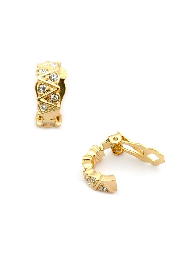 Gold Plating 15mm Rectanbel Curve Clip On Earrings