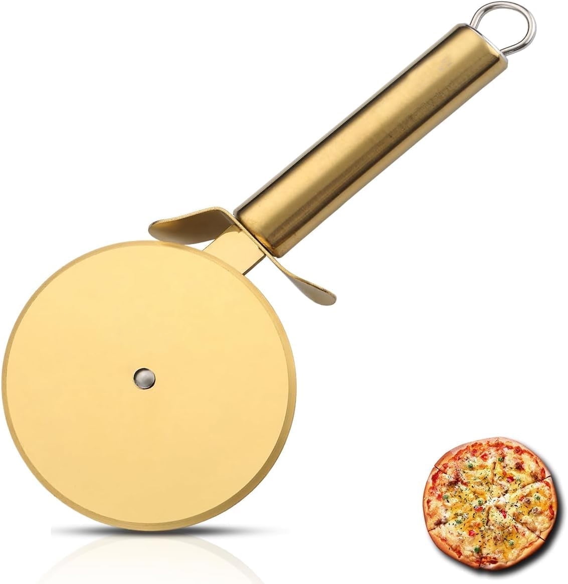 Hisekaai Pizza Cutter Wheel Gold Stainless Steel Sharp