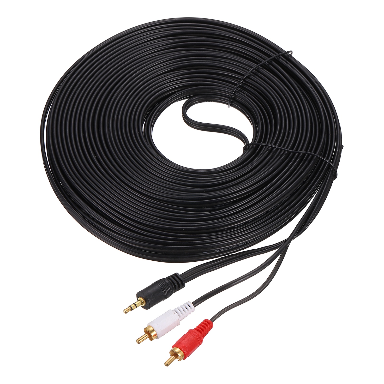 Gold Plating TRS 3.5mm Male to 2RCA Jack Cable, 20M(22 Yard) Copper Core 3mm Audio AUX Cable