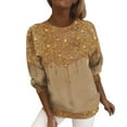 thumbnail image 1 of Gold Plus Size Woman Shirts, Long Sleeve Plus Size Womens T Shirts, Polyester Plus Size Women'S Tops, Women's Pullover Jacket Fashion Casual Sweatshirt Printed Round Neck Shirt Waist Slimming, 1 of 3