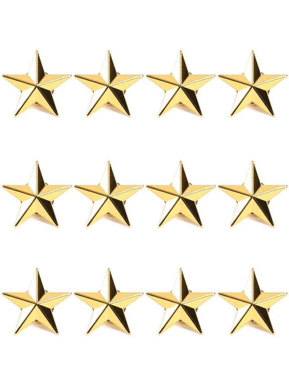 Gold Point Star Lapel Pins, Enamel Pin Set (1 in, 12 Pack)
