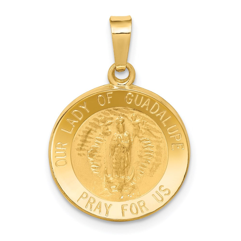Gold Polished and Satin Catholic Our Lady of Guadalupe Medal Pendant ...