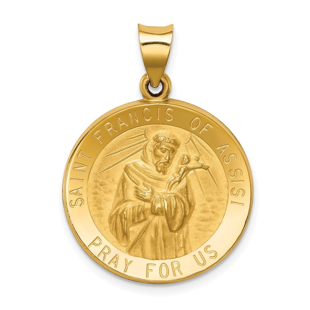 10K Two-Tone Gold Saint Francis Of Assisi Diamond Medal Pendant – Small Round Charm For Necklace - View #11
