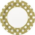 thumbnail image 1 of Gold Polka Dot Paper Dinner Plates, 9in, 8ct, 1 of 2