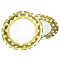 thumbnail image 1 of Gold Polka Dot Paper Dinner Plates, 9in, 8ct, 1 of 2