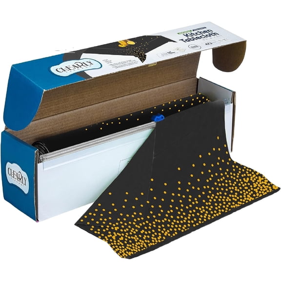 Gold Polka Dotted Black Plastic Tablecloth Roll for Wedding, Anniversary, Birthday, Celebration, Table Cover Fits 12 Rectangle Picnic Tables, Decorative Gold Color (Black with Gold Dots)