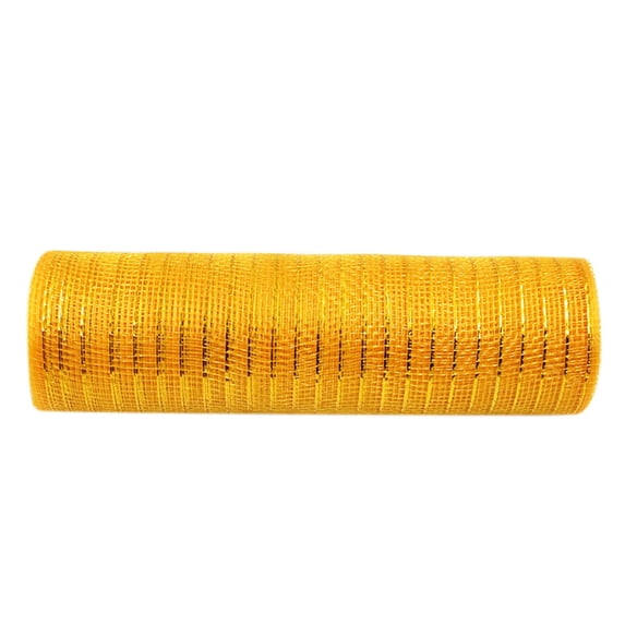 Gold Poly Mesh Ribbon With Foil, 10 Inches X 10 Yards Gold & Gold Wire Mesh Roll - For Wreaths Swags Bows Wrapping Decorating Fresh Flowers Weddings Packaging - Ideal For Diy
