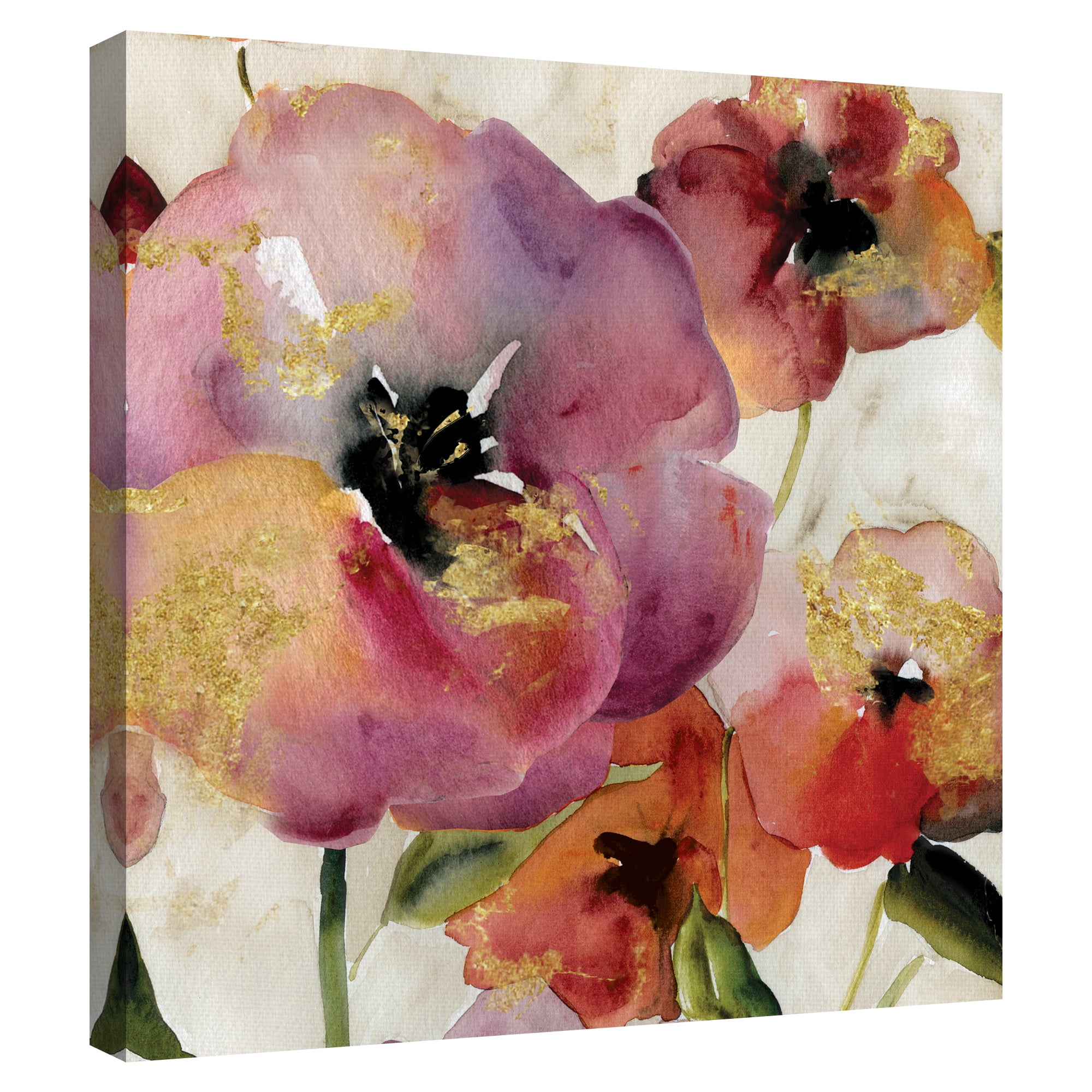 Gold Poppy Punch Watercolor Canvas Art Print for Kids