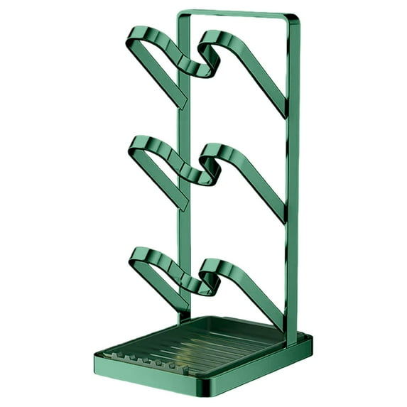 Gold Pot Lid Organizer Rack with Drip Tray, Multi-Function Kitchen Counter Storage for Lids, Cutting Boards, Spatulas, Spoons, Space Saving & Luxury Design, No Drill Installation