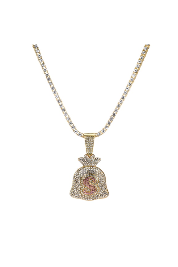 Gold Pouch-Shaped Pendant Necklace for Men