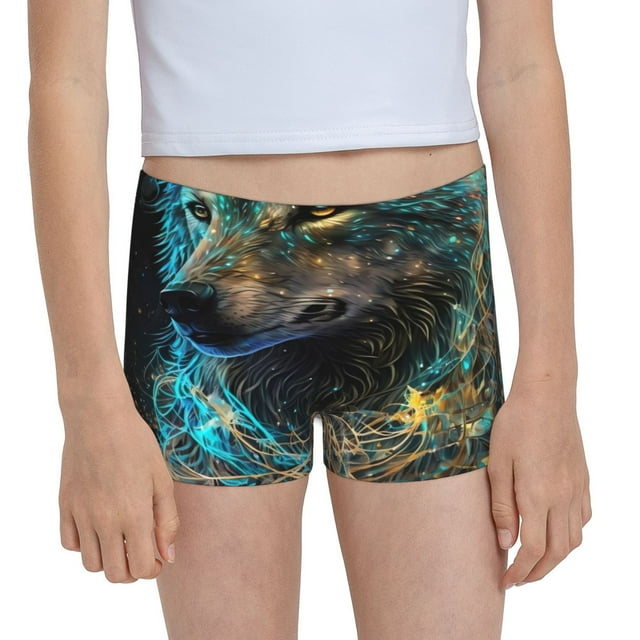 Easygdp Artistic Light Dot Wolf、 Girls Hipster Cotton Underwear Little