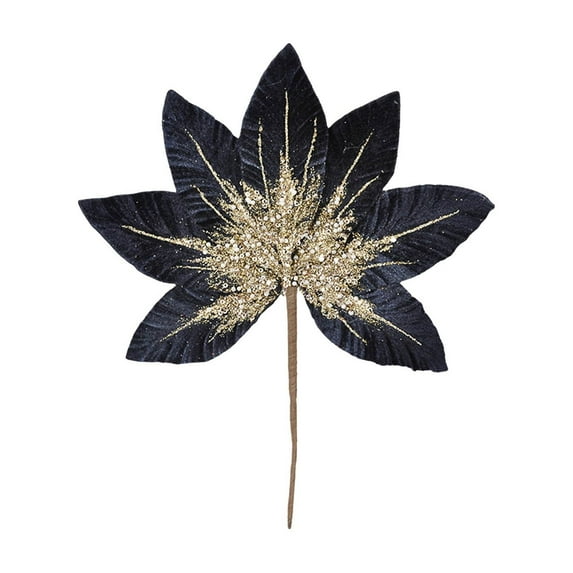 Gold Powder Christmas Flower Ornament, Artificial Fabric Poinsettia Decoration for Christmas Tree, Wall, Door, and Holiday Party Décor