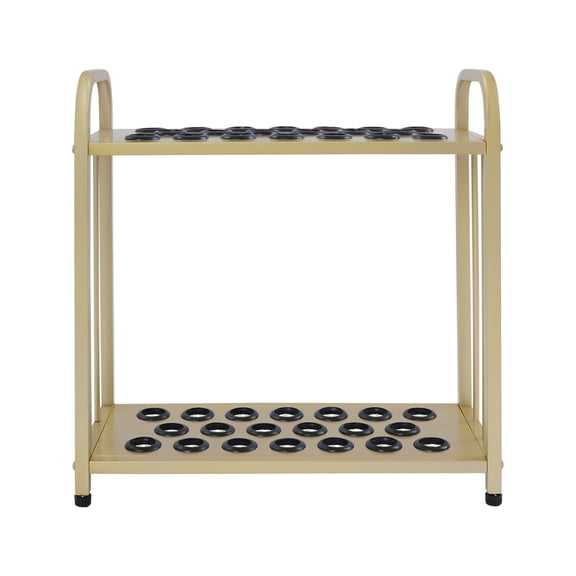 Gold Premium 20-Slot Pool Cue Rack - Heavy Duty Carbon Steel Construction - Floor Standing Billiard Organizer with Rubber Protection