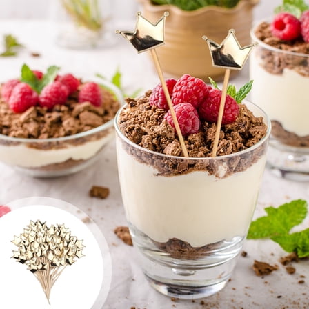 Gold Prince Crown Glitter Cupcake Toppers Picks for Wedding Birthday Shower Party Decorations 50 PC (Gold)