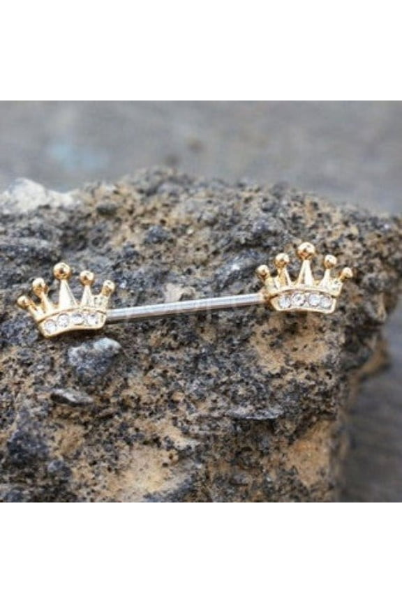 Gold Princess Crown Nipple Bar