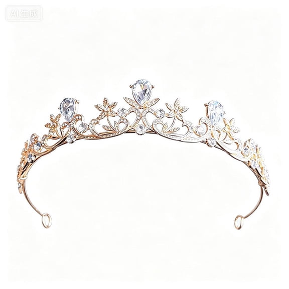 Gold Princess Crown Rhinestone Birthday Tiara Headband Wedding Hair Accessories Elegant Crystal Crown Headband for Women Girls Bachelorette, Wedding, Photo Prop, Party Halloween Christmas