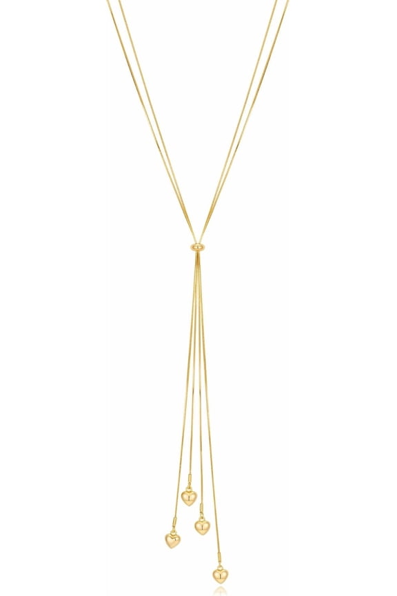 Gold Professional Long Necklaces for Ladies - Dainty Heart Pendant Y-Shape Bolo Tie Necklaces, Statement Jewelry | Trendy Body Chain Jewelry for Women Gifts[k754]