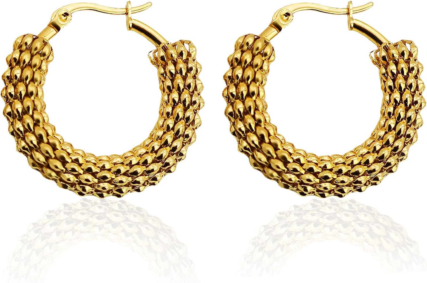 Gold Professional Plated Earrings for Women - hypoallergenic Gold Hoop Earrings Hollow Flake lightweight gold hoops[x639]