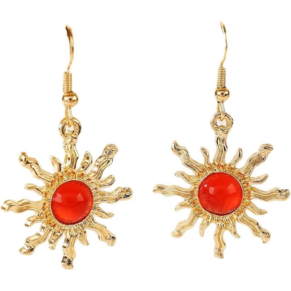 Gold Professional Sun Dangle Earrings for Women, Boho Sun Goddess Celestial Inspirational Jewelry Gift designed for Princess Fans[y874]