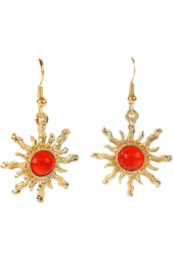 Gold Professional Sun Dangle Earrings for Women, Boho Sun Goddess Celestial Inspirational Jewelry Gift designed for Princess Fans[y874]