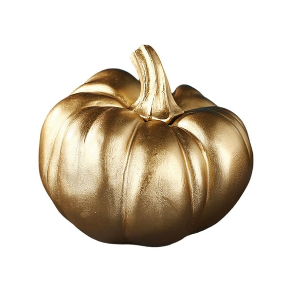 Gold Pumpkin Decor - Elegant Resin Artificial Fall Decorations for Thanksgiving, Harvest Wedding Centerpiece, Mantel & Shelf Decor, Autumn Home Tabletop Figurine