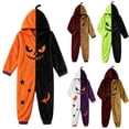 thumbnail image 1 of Gold Pumpkin Onesie Adult Polyester Jack O Lantern Halloween Jumpsuit Costume - Hooded One Piece Cosplay Suit for Women and Men 2XL, 1 of 4