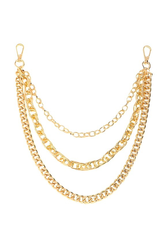 Gold Punk Watch Chain, Multi-Layered Metal Chain, Lobster Clasp, Ideal for Pocket Watch, Locket, and Accessories