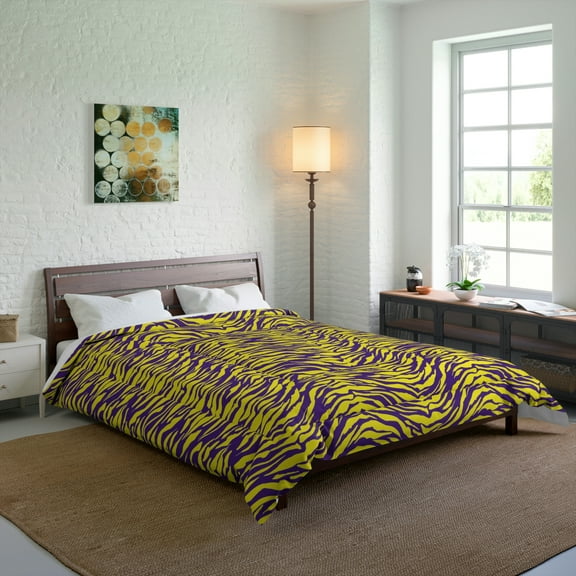 Gold & Purple Tiger Striped Comforter