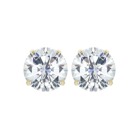 Gold Push Backing Round Stud Earrings