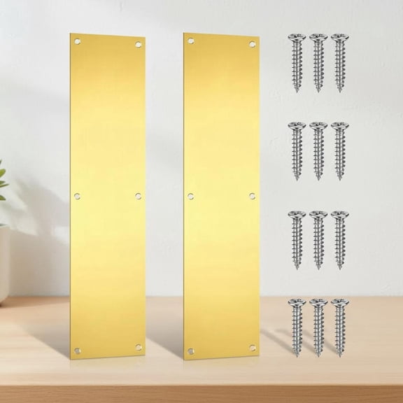 Gold Push Door Plate, Stainless Steel Door Push Plate Door Kick Plate, Brushed Doorplate Door Protection Metal Plate with Screws for Door Interior Exterior Scratch Resistant