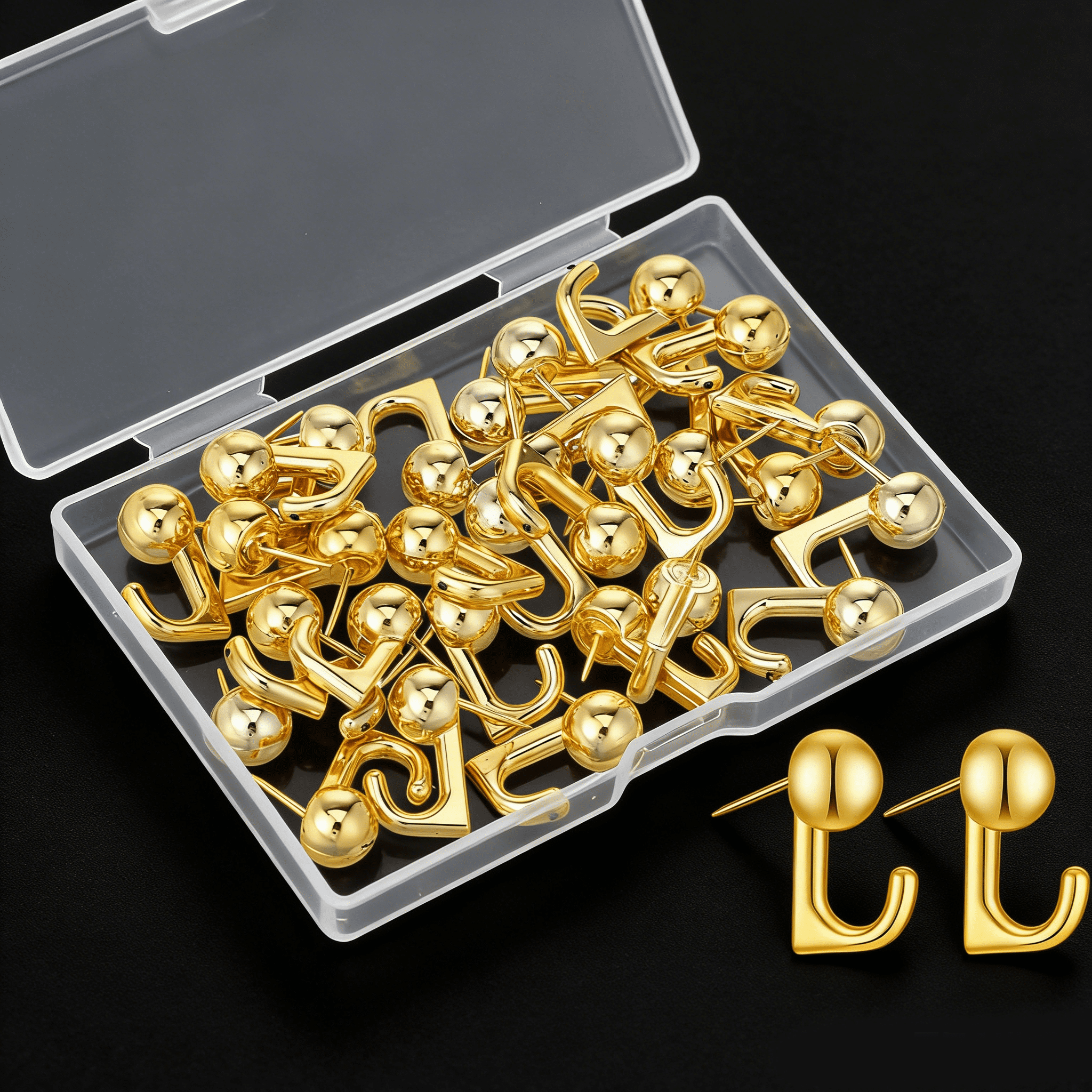 Gold Push Pin Picture Hooks, Thumbtacks for Wall Hanger Musical Note ...