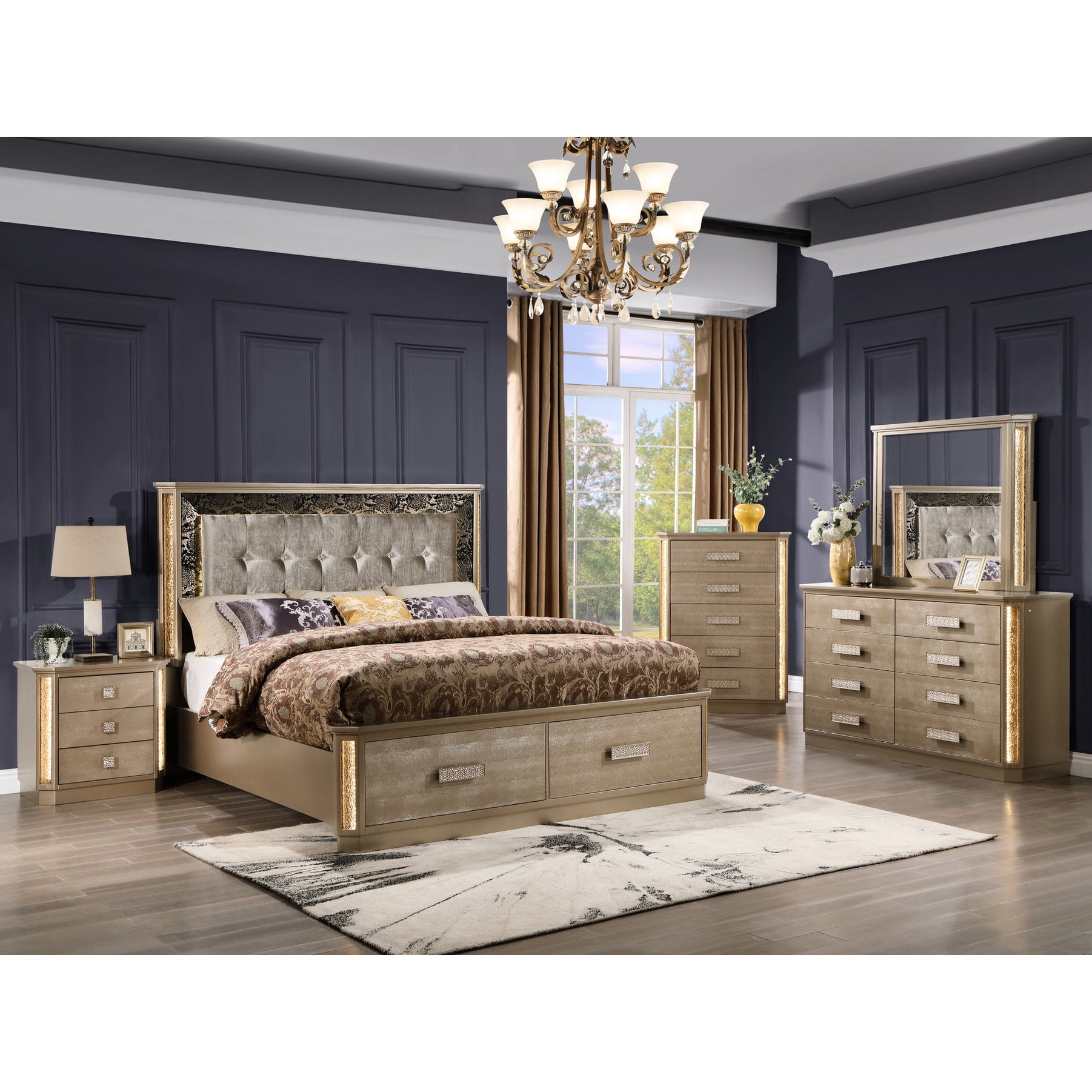 Gold Queen Bedroom Set