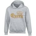 thumbnail image 1 of Gold Queen Crown Printed Women's Sport Gray Hoodie Sweatshirt Small, 1 of 2