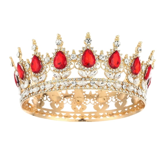 Royal - Gold Rhinestone Wedding Headpiece for Bride, Prom, Quinceañera & Parties, Elegant Princess Hair Accessories