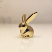 Gold Rabbit Figurines,Modern Ceramic Animal Ornaments for Home Decor,Cute Bunny Statues Easter Decorations Shelf Desk Decor, Small Decorative Accents Set for Living Room Office