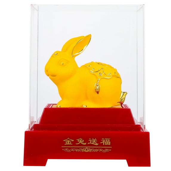 Gold Rabbit Ornament Toy Cartoon Figurines Vintage Home Decor Zodiac Bunny Small Toys New Year