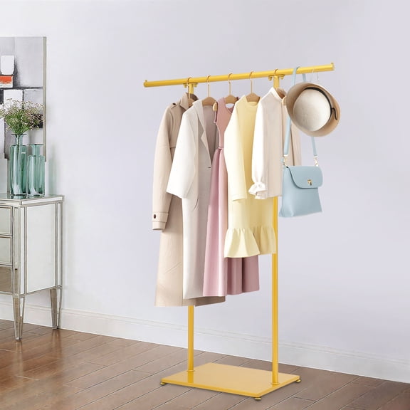Gold Racks for Boutique Clothing Display Double Pole Supported Stable Metal