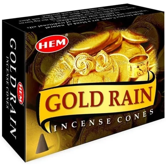 Gold Rain - Case Of 12 Boxes, 10 Cones Each - Hem Incense