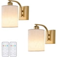 thumbnail image 1 of Gold Rechargeable Battery Operated Wall Sconces Set of 2 with Remote, Wireless Dimmable Battery Powered LED Wall Lights, Cordless Wall Lighting Lamp Fixture for Bedroom Living Room, 1 of 14