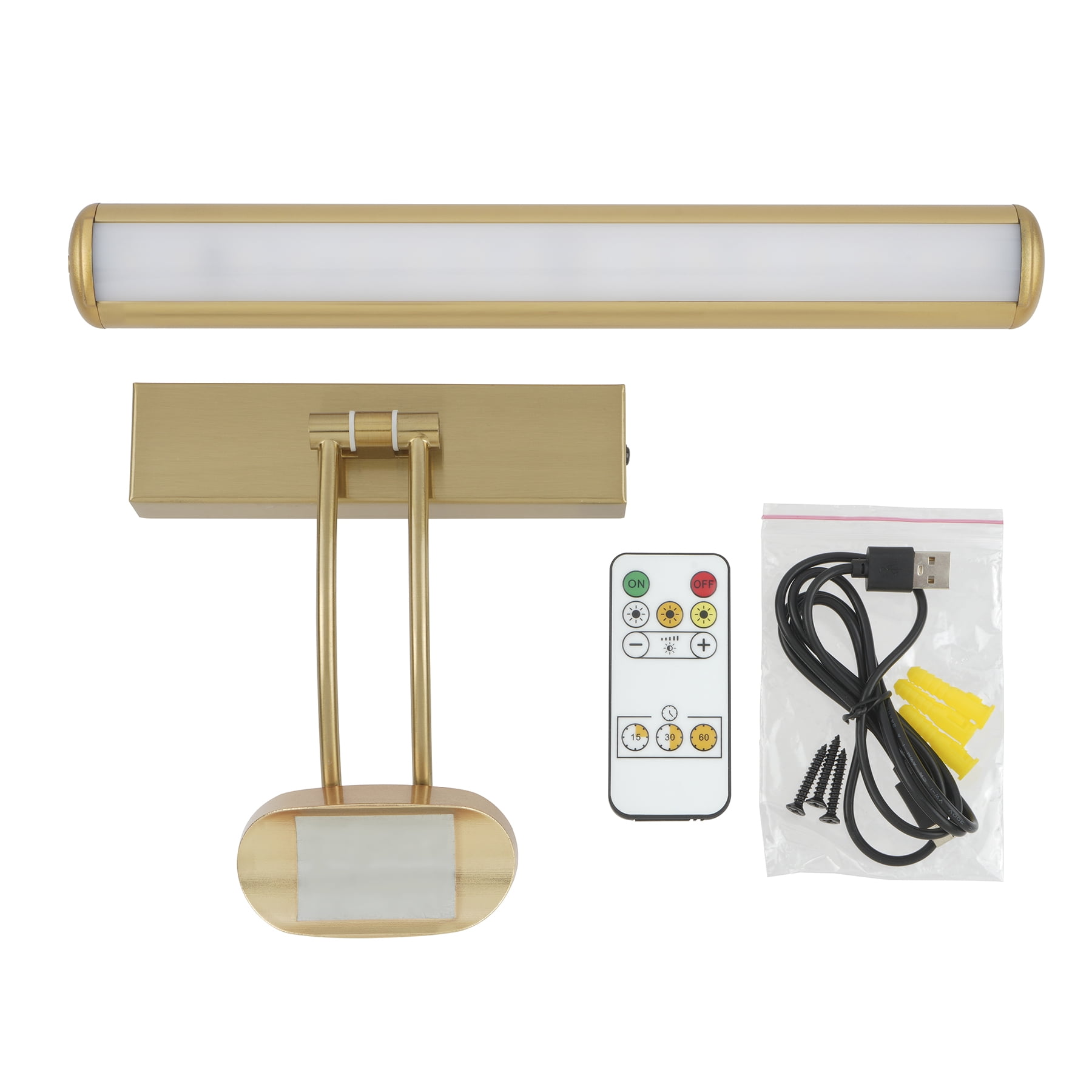 Gold Rechargeable LED Wall-Mounted Gallery Light with Remote Control