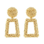 Gold Rectangle Geometric Dangle Earrings, Fashion Statement Drop Earrings for Women Girls