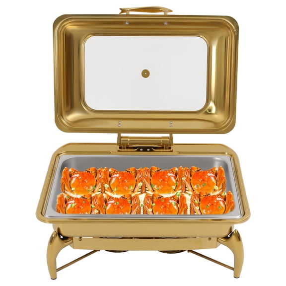 Gold Rectangular Chafing Dish Buffet Stove - Catering Chafer with Fuel Can Holder, Durable Buffet Stove for Food Warming, Serving, and Events