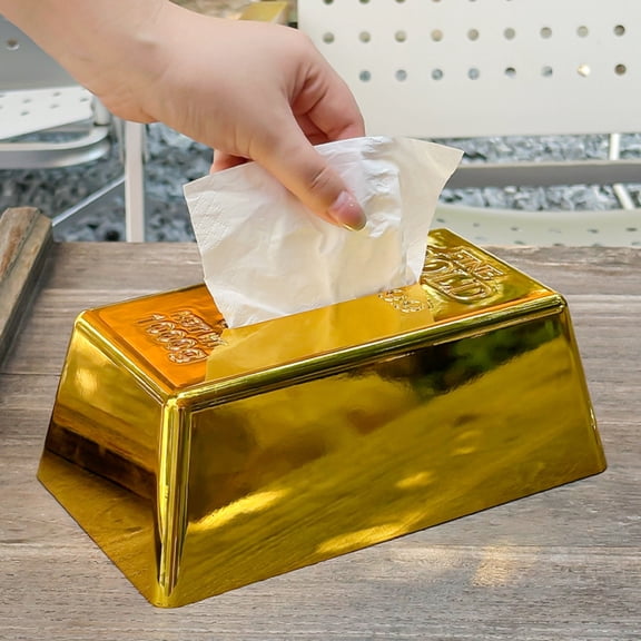 Gold Rectangular Decorative Tissue Box Holder, Bathroom Tissue Holder, Gold Living Room Decor, Home Decor for Coffee Table, Bedroom, Home Office