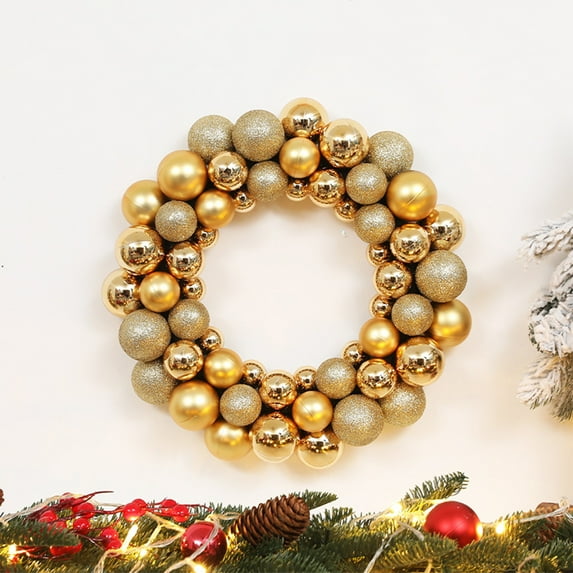 Gold Red Christmas Wreath Scene Decoration, Premium Hanging Ornaments for Holiday Displays, Festive Christmas Wreaths for Home Decor