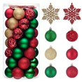 thumbnail image 1 of Gold Red Green Christmas Ball Ornaments Set 50 Count 2.4 Inch Shatterproof Tree Decor, 1 of 6