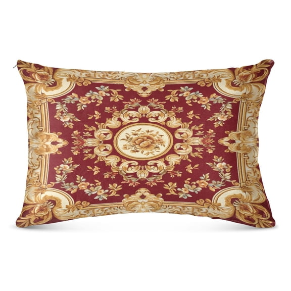 Gold Red Mandala Plush Pillow Cases Queen Size Ultra Soft Warm Pillowcases with Zipper 20"x30"