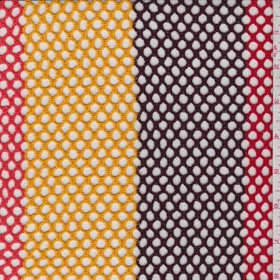 Gold/Red/Orange Stripe Crochet Lace, Fabric By the Yard