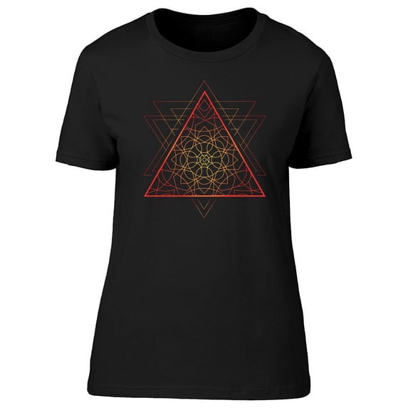 Gold Red Triangle Geometric Art T-Shirt Women -Image by Shutterstock, Female XX-Large